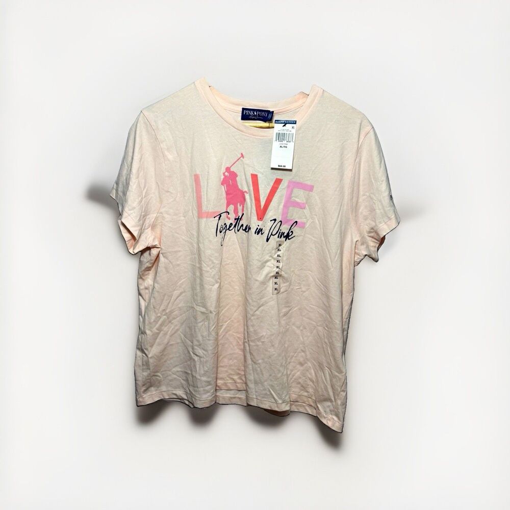 Polo Ralph Lauren Pink Pony 20 Years LOVE Together in Pink Tee Womens XL NWT